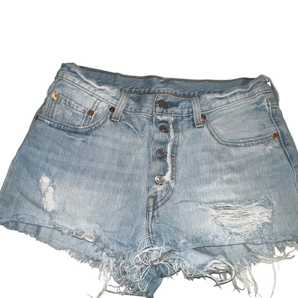 Levi 501 high waisted shorts sz 28 - Picture 2 of 5